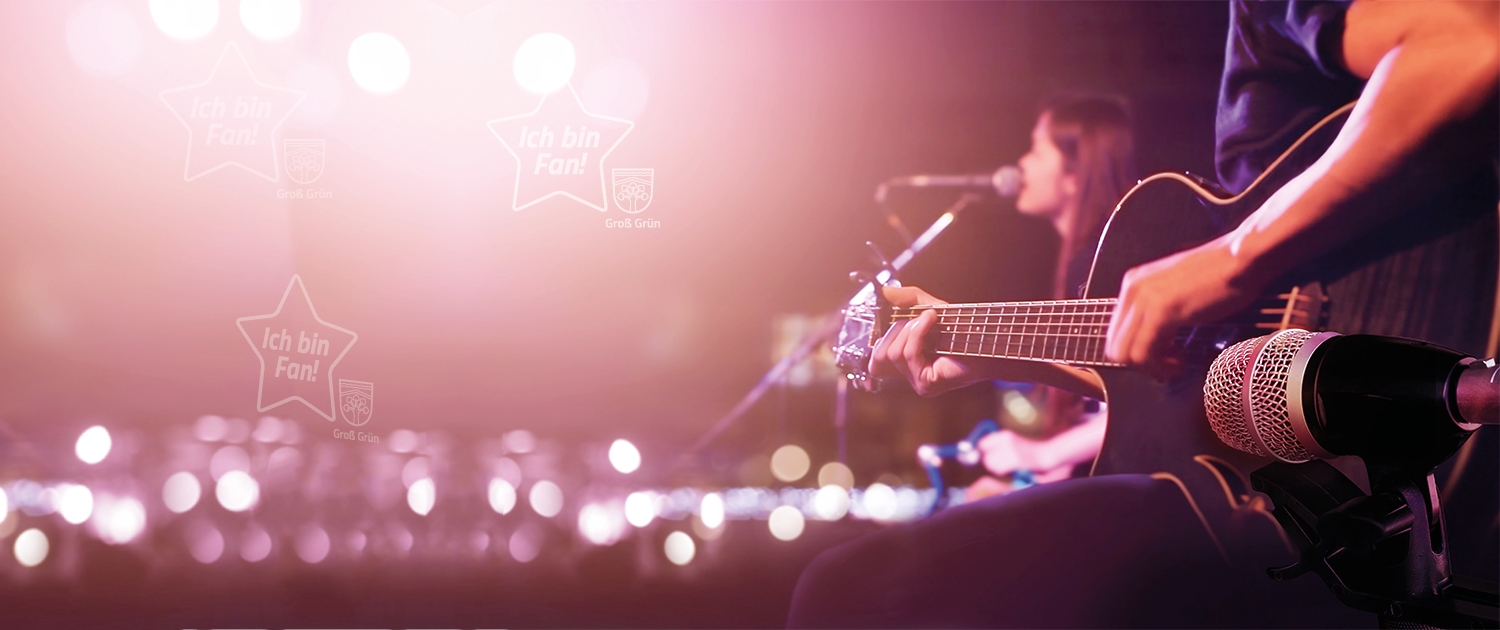 Zwei Personen die singen und Gitarre spielen.